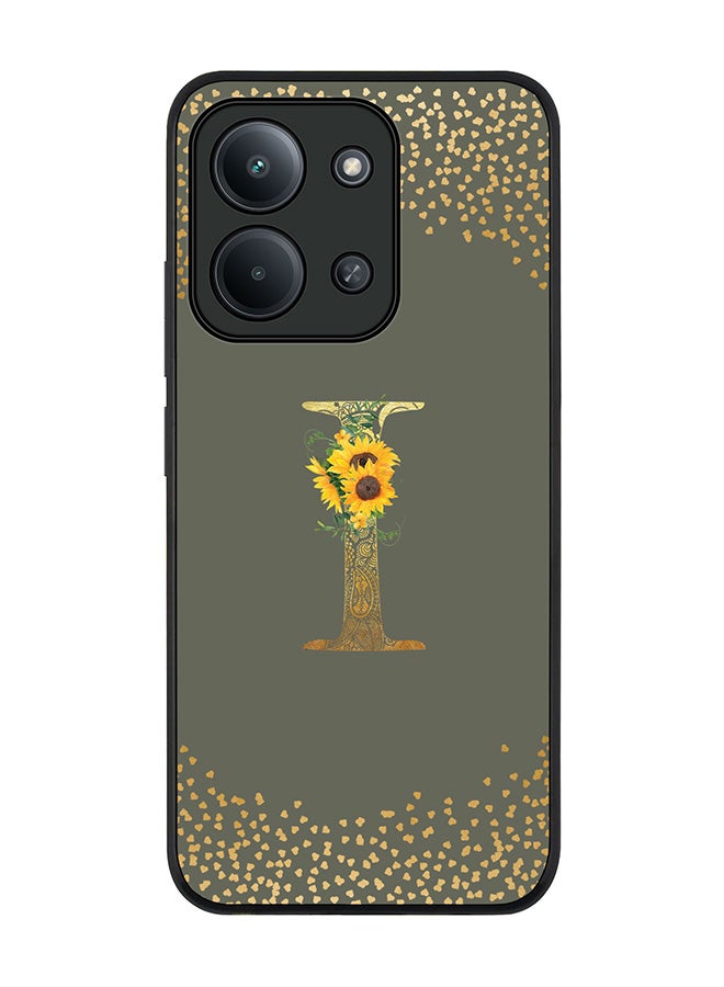 For Xiaomi Redmi 15C 4G Case,Slim fit Camera Protection, Shockproof Thin Phone cover  - Custom Floral Monogram - I  (Olive Green )